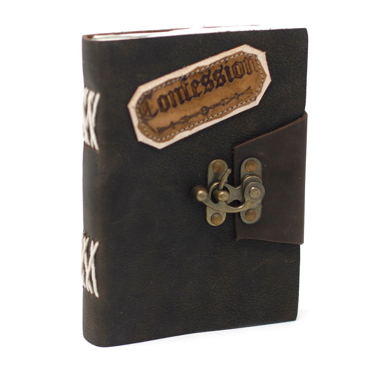 Black Confessions Leather Notebook with Lock – 7 x 5in