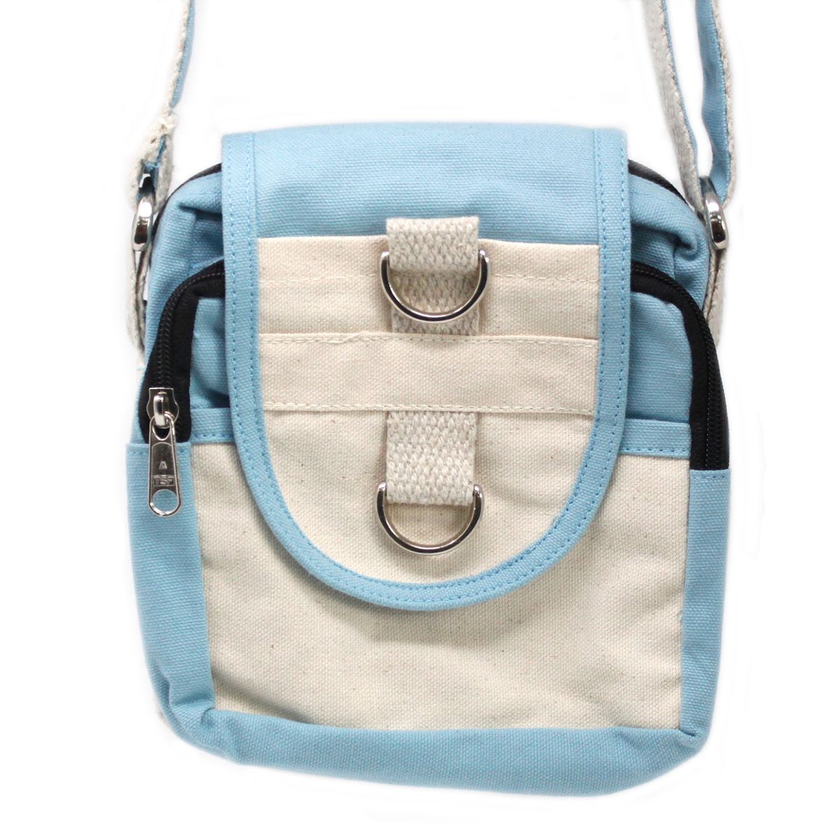 Natural Cotton Cross-Body Travel Bag – Teal