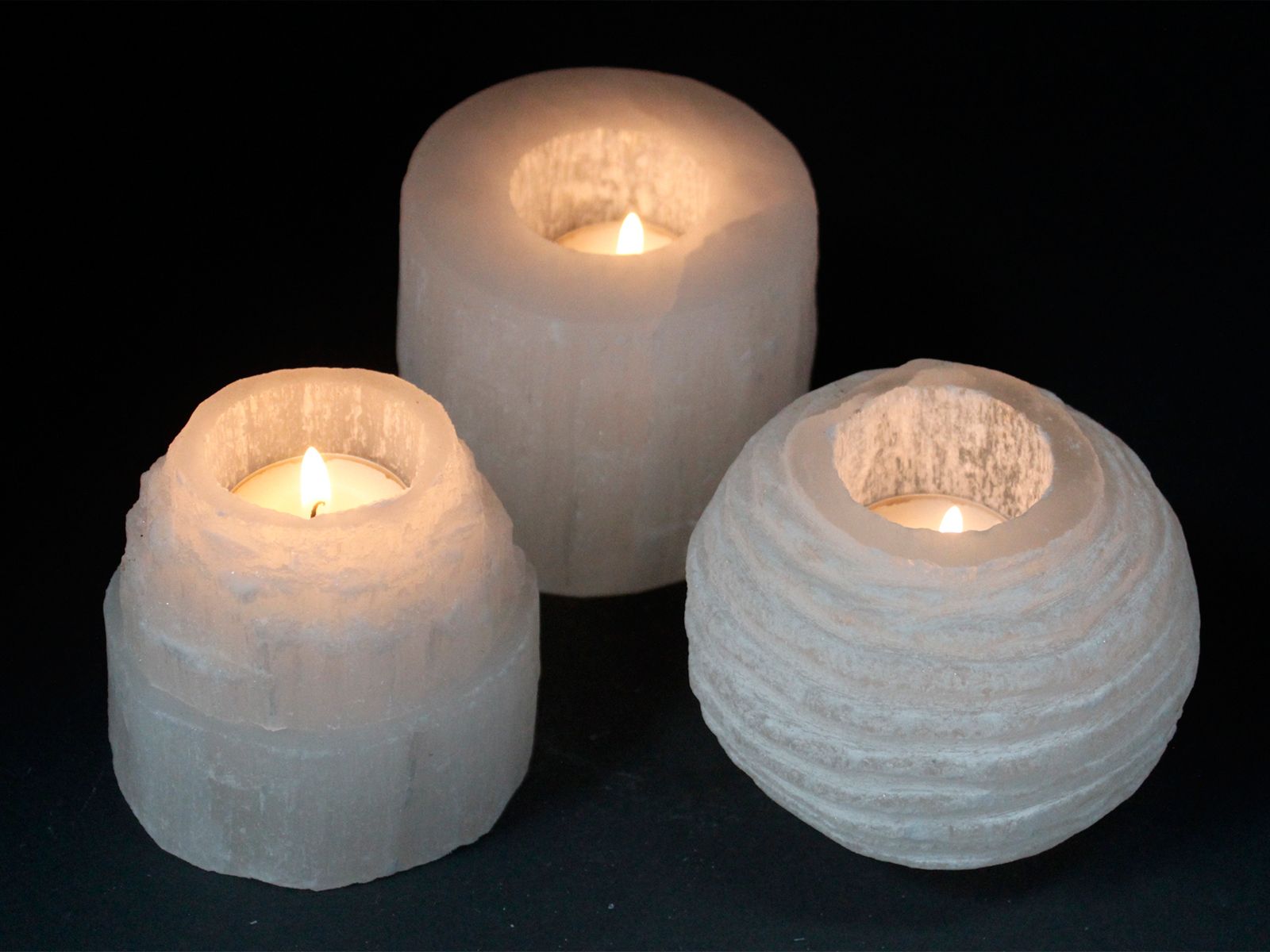 Selenite Mountain Top Candle Holder – 8cm