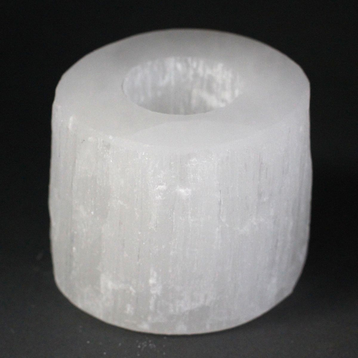Selenite Cylinder Candle Holder – 8cm