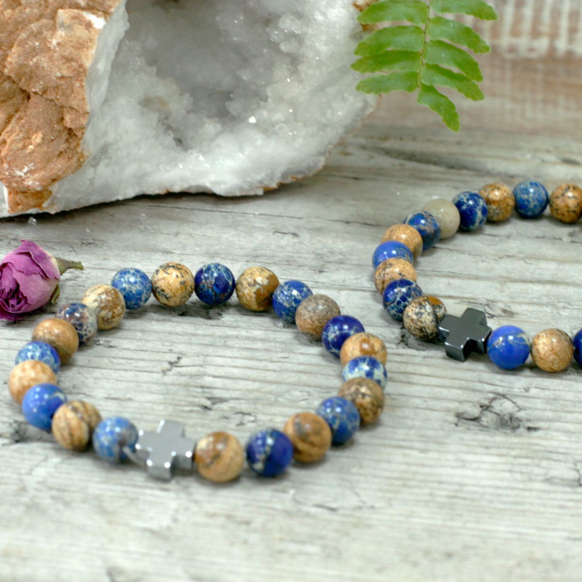 Friendship Bracelet Pair – Support, Sodalite & Picture Stone