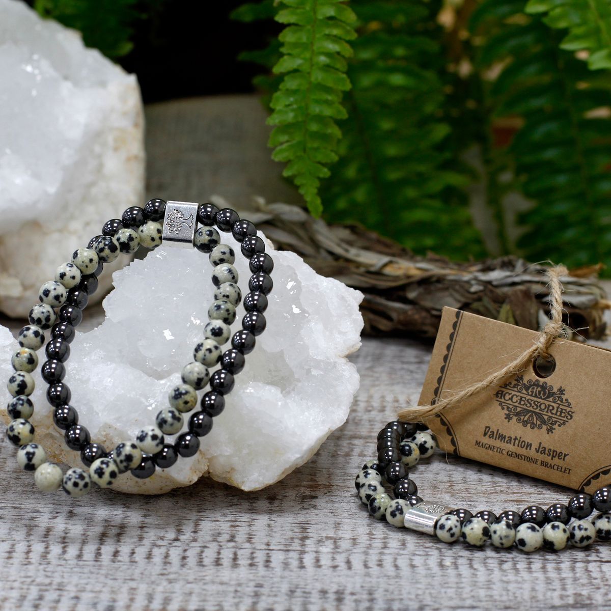 Magnetic Gemstone Bracelet – Dalmatian Jasper
