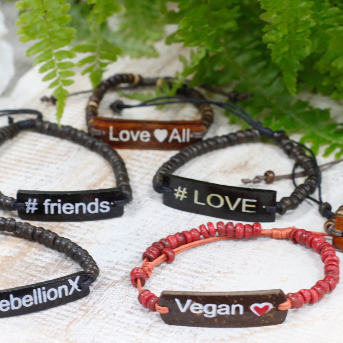 Coconut Wood Slogan Bracelet – Vegan