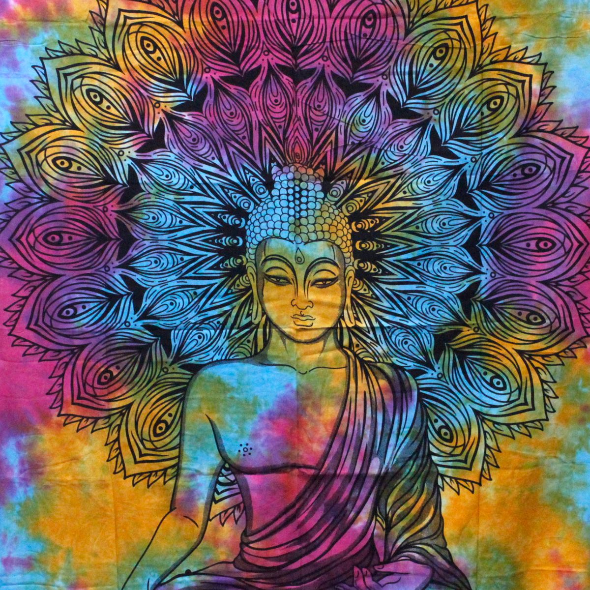 Double Cotton Bedspread & Wall Hanging – Peaceful Buddha