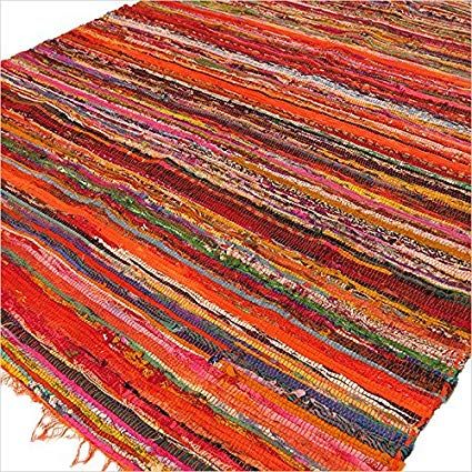 Luxury Rag Rug – Orange, 150 x 90cm