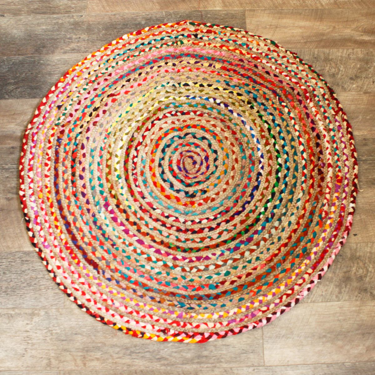 Round Jute and Recycled Cotton Rug – 120cm