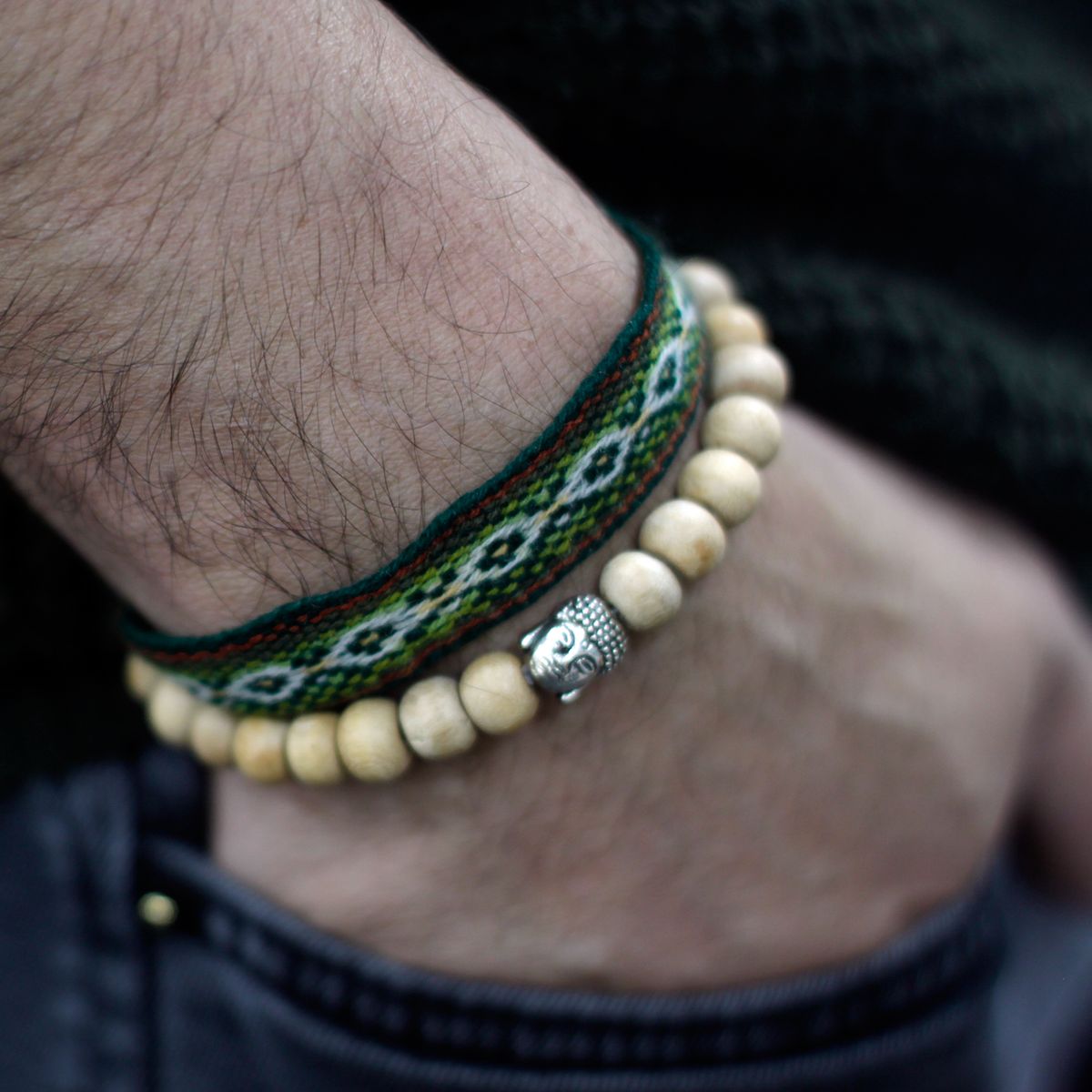 Fragrant Sandalwood Bead & Buddha Bangle