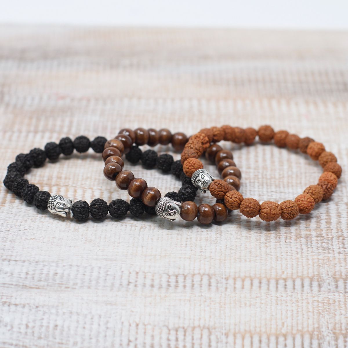 Darkwood Bead & Buddha Bangle