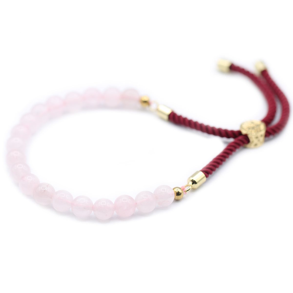 18K Gold Plated Bordeaux String Bracelet – Rose Quartz