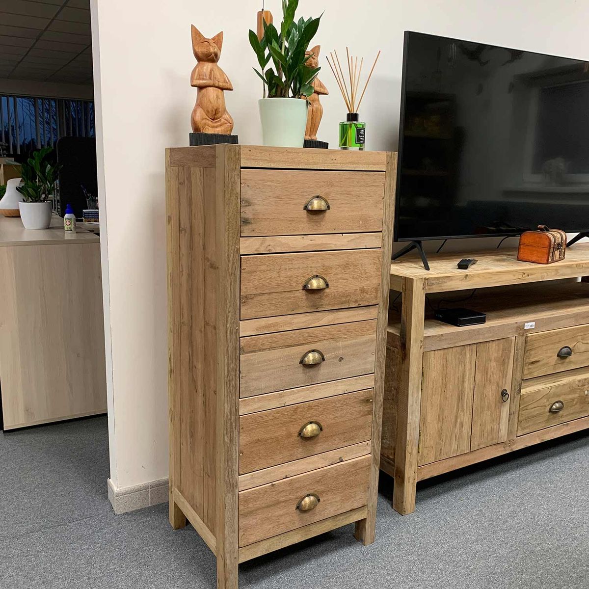 Tall Chest of 5 Drawers – Recycled Teak