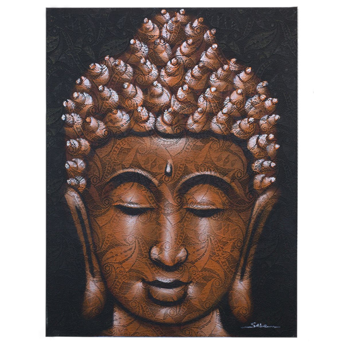 Buddha Painting – Copper Brocade Detail