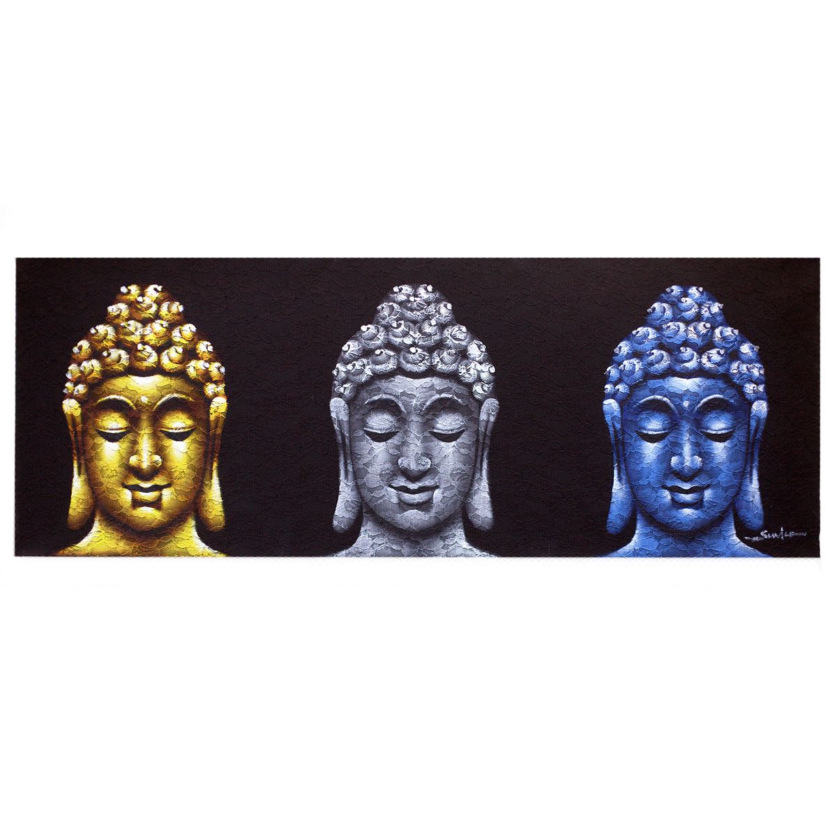 Buddha Painting – Three Heads, Black