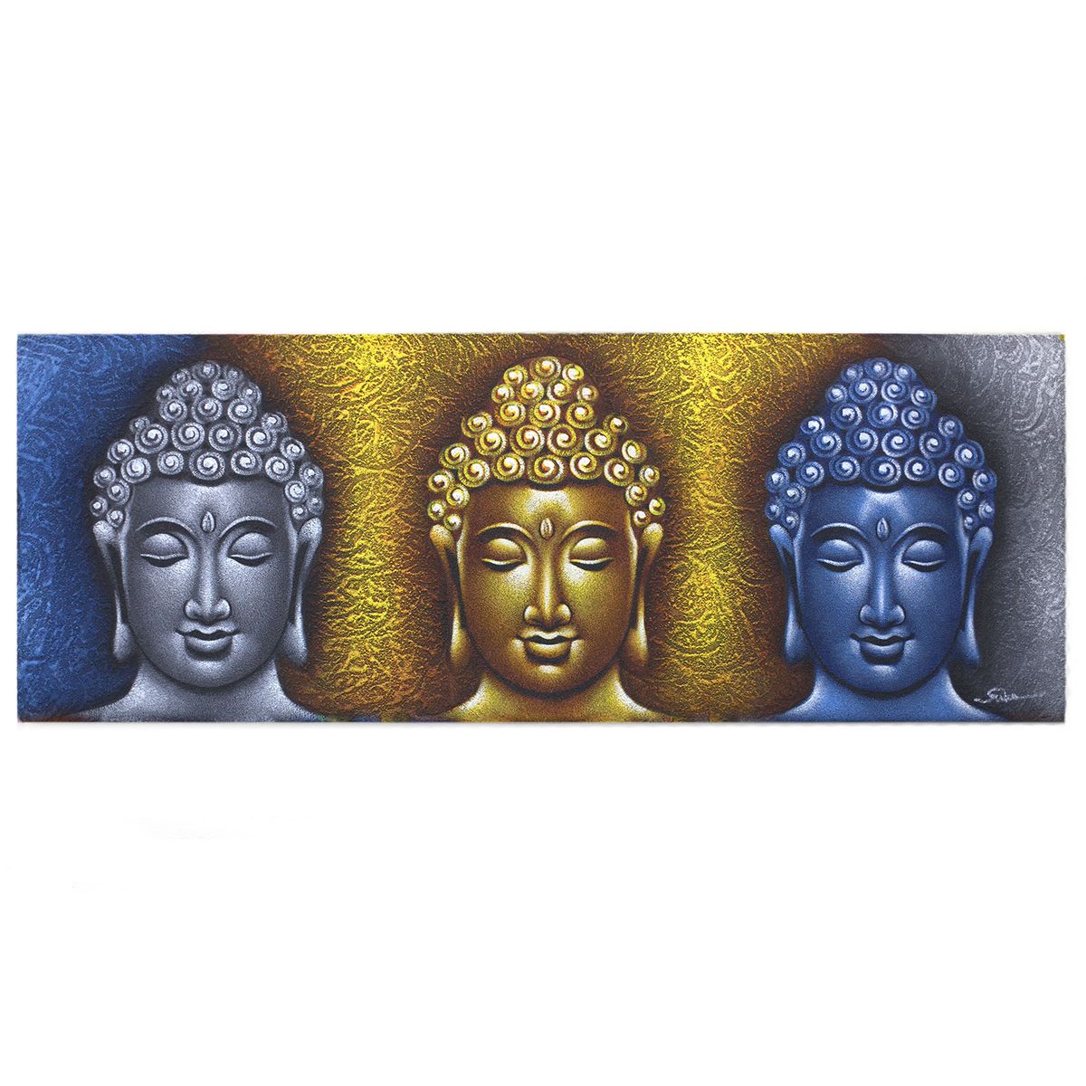 Buddha Painting – Three Heads, Gold Detail