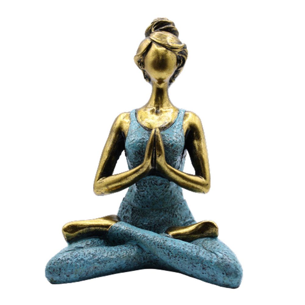 Yoga Lady Figure – Bronze & Turquoise, 24cm