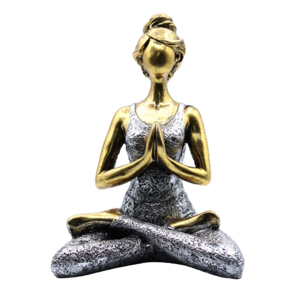 Yoga Lady Figure – Bronze & Silver, 24cm