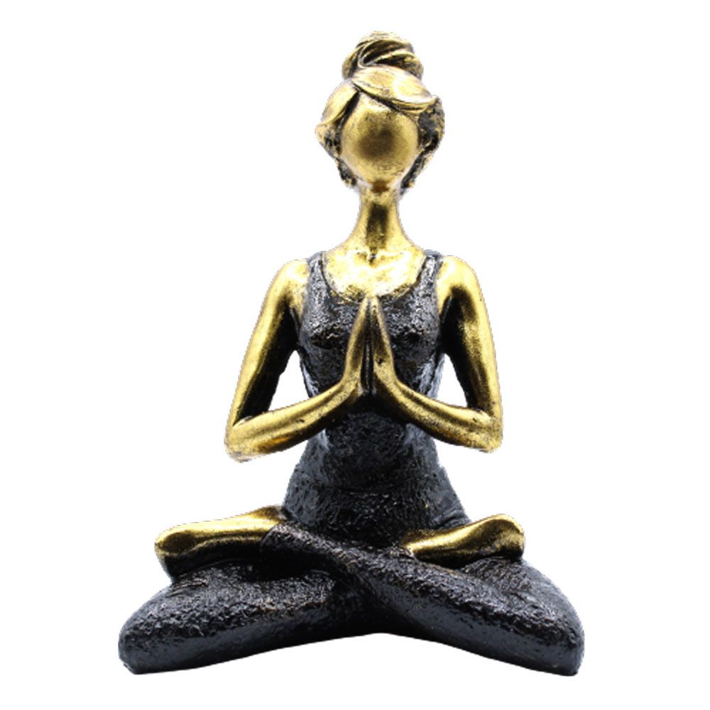 Yoga Lady Figure – Bronze & Black, 24cm