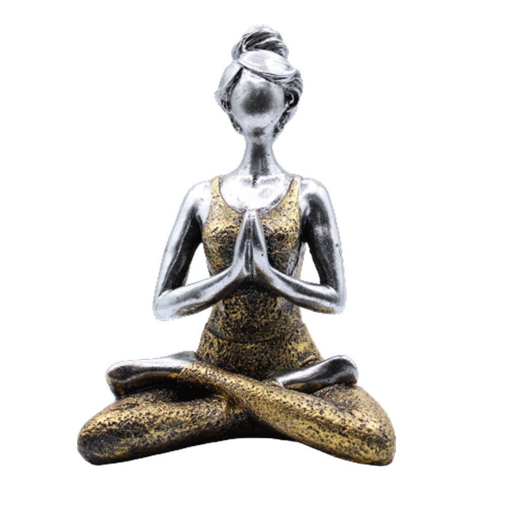 Yoga Lady Figure – Silver & Gold, 24cm