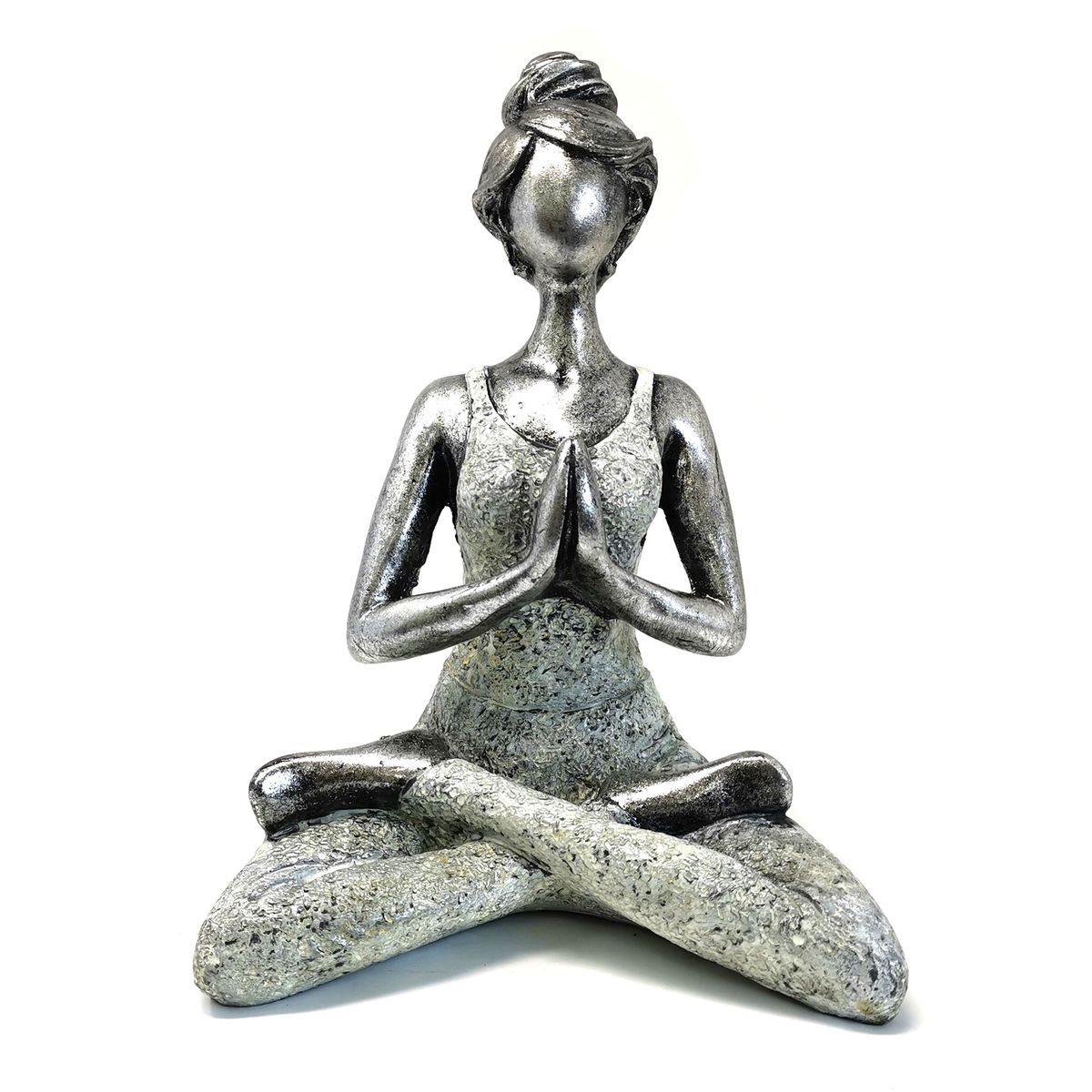 Yoga Lady Figure – Silver & White, 24cm