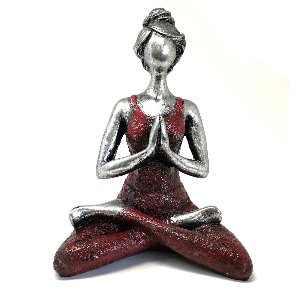 Yoga Lady Figure – Silver & Bordeaux, 24cm