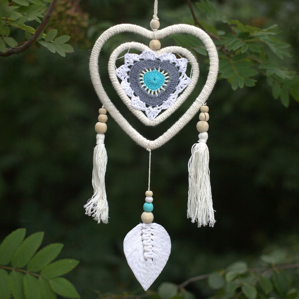 Heart in Heart Dreamcatcher – Medium, Blue