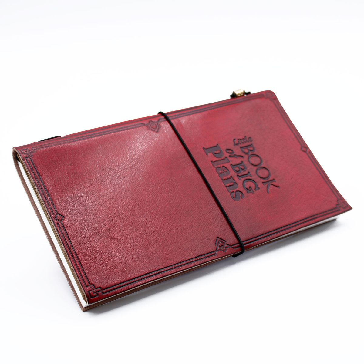 Handmade Leather Journal – Little Book of Big Plans, Red