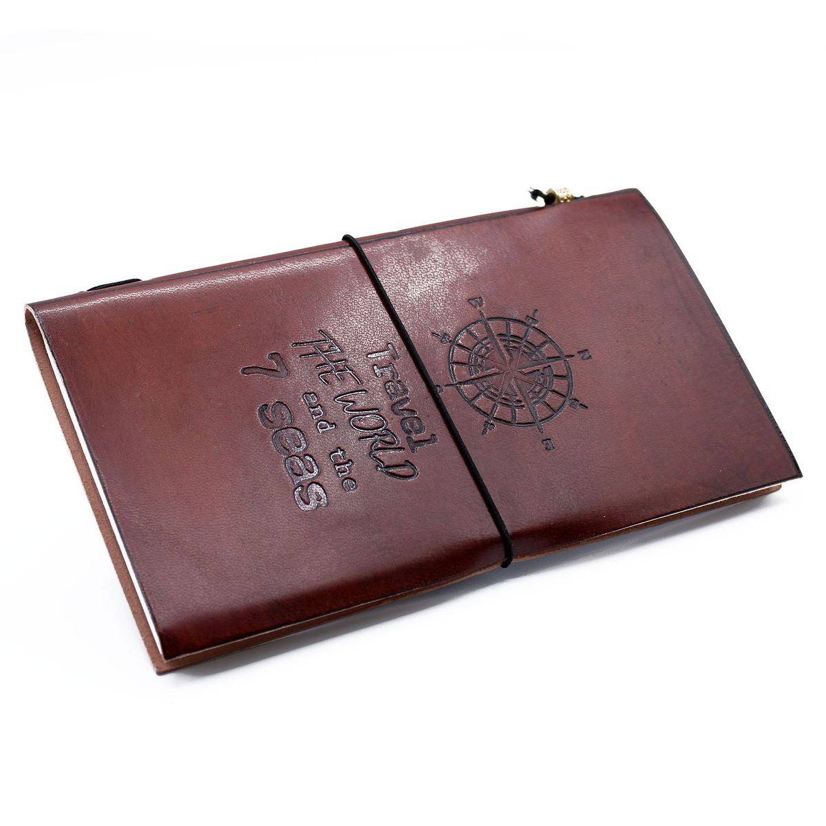 Handmade Leather Journal – Travel the World, Brown