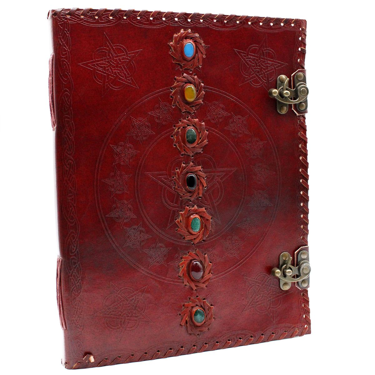 Huge Seven Chakra Leather Book – 10 x 13in, 200 Pages