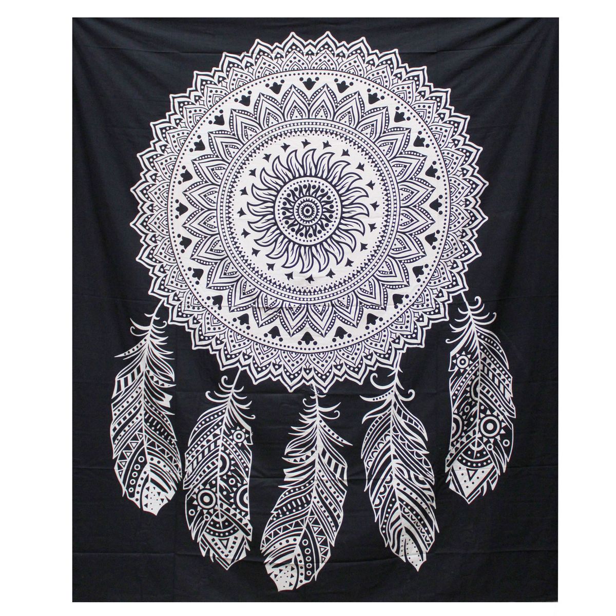 Black & White Double Cotton Bedspread – Dreamcatcher