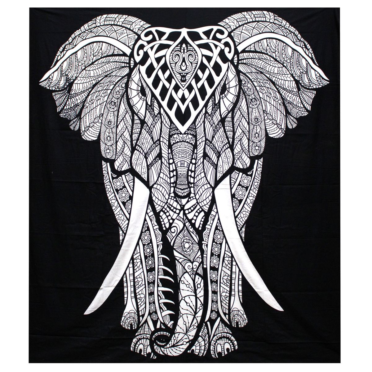 Black & White Double Cotton Bedspread – Elephant