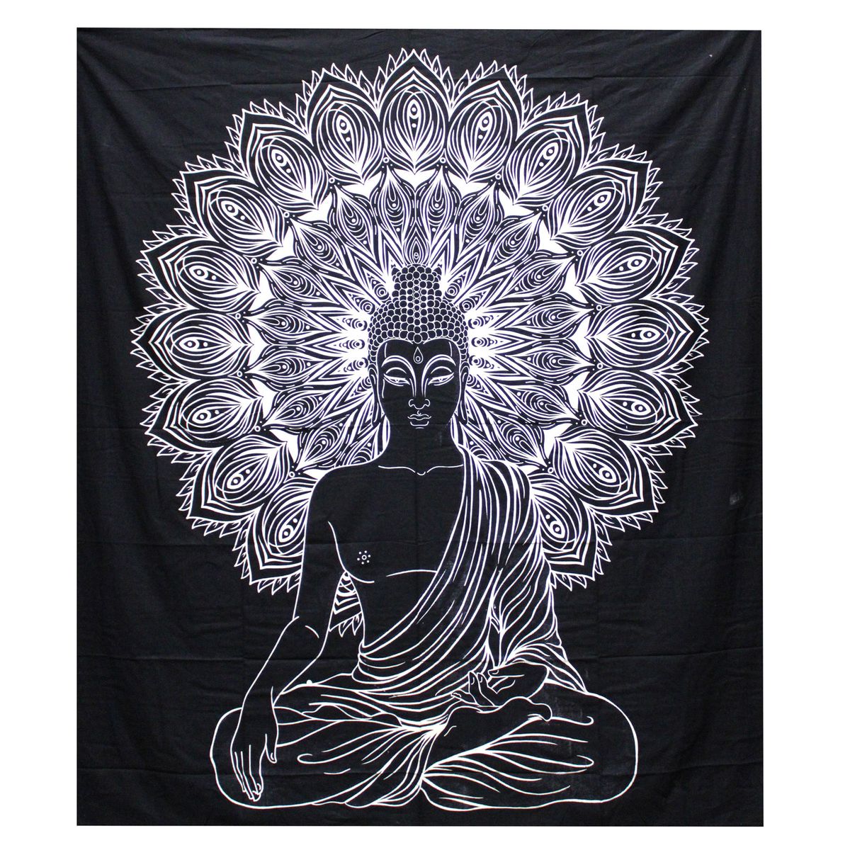 Black & White Double Cotton Bedspread – Buddha