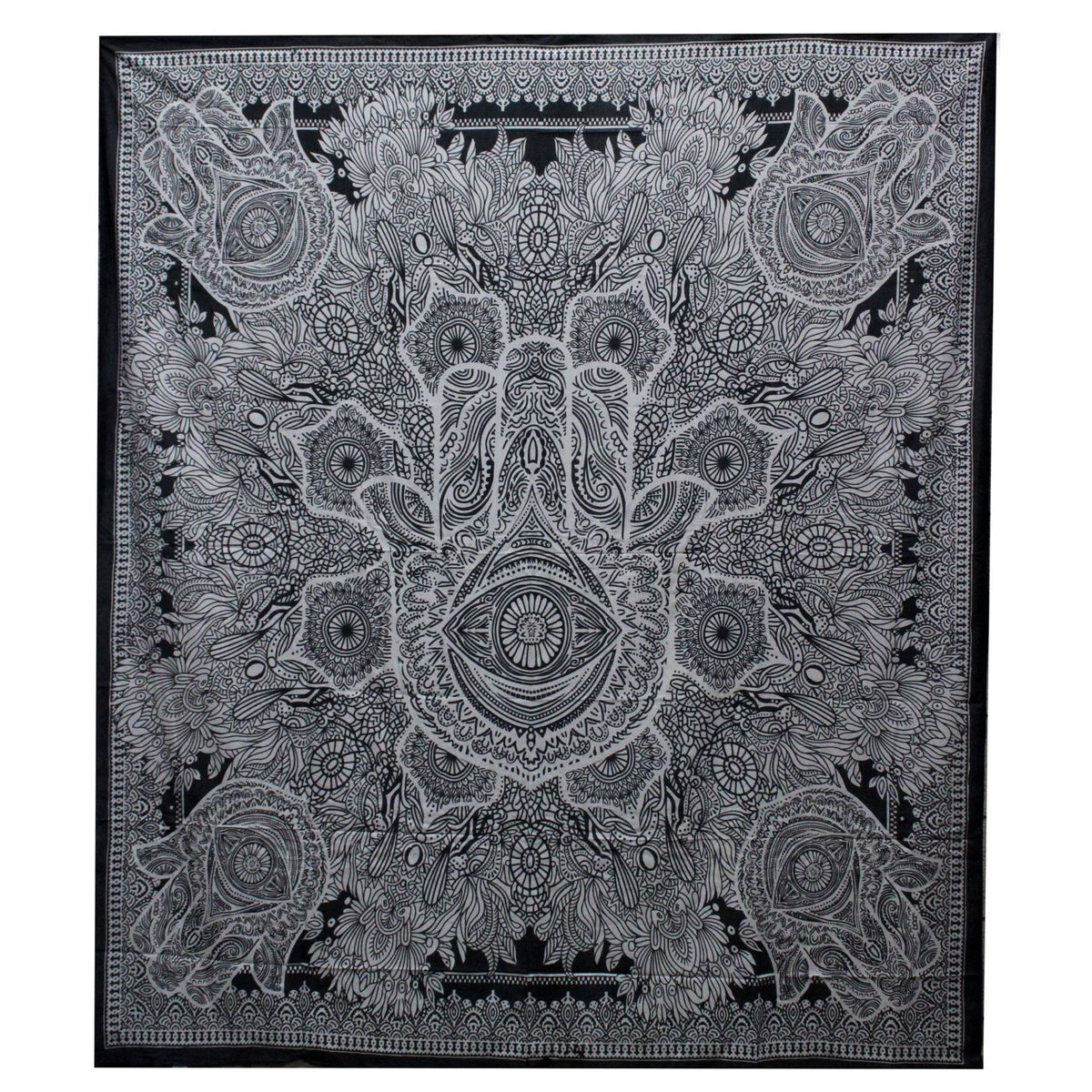 Black & White Double Cotton Bedspread – Hamsa