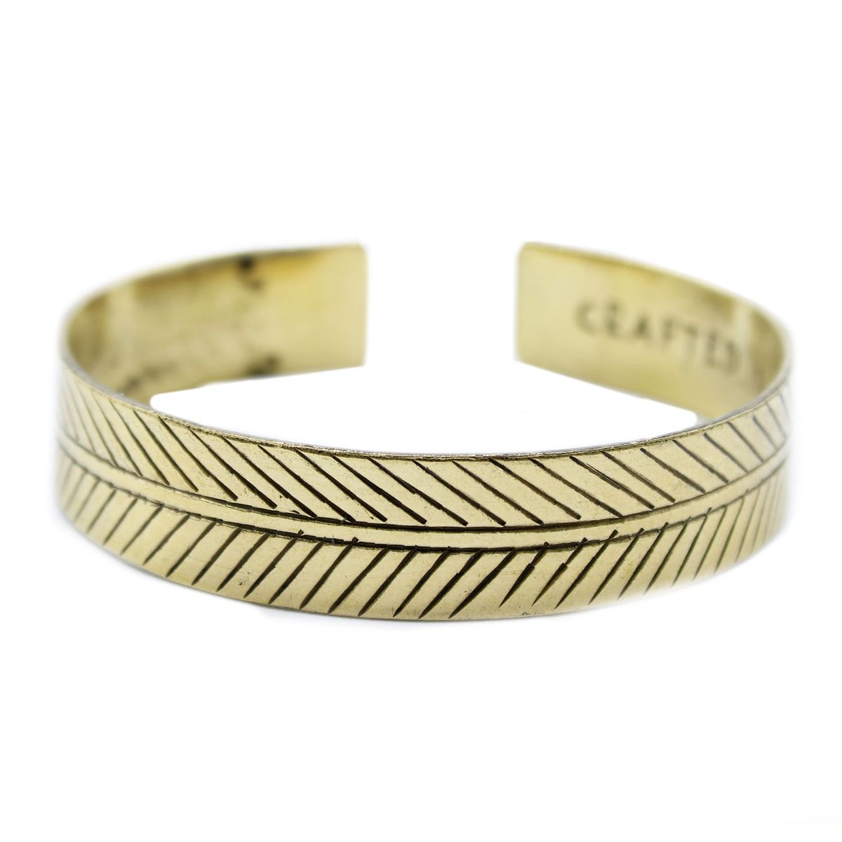 Brass Tibetan Bracelet – Wide Tribal Leaf