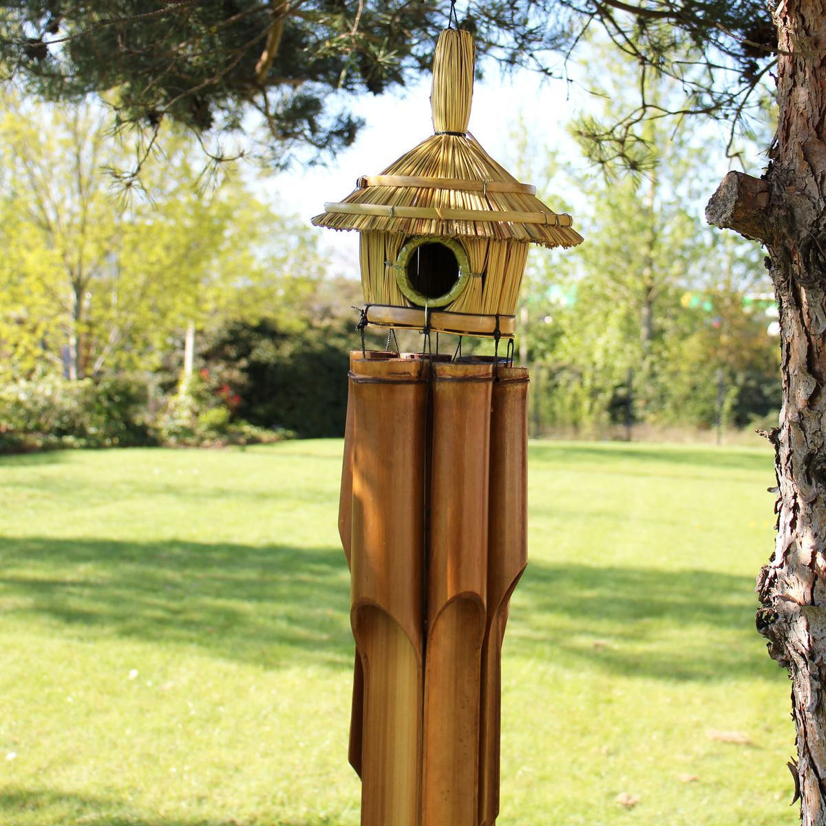 Round Seagrass Bird Box with Chimes – Large, 56 x 20cm