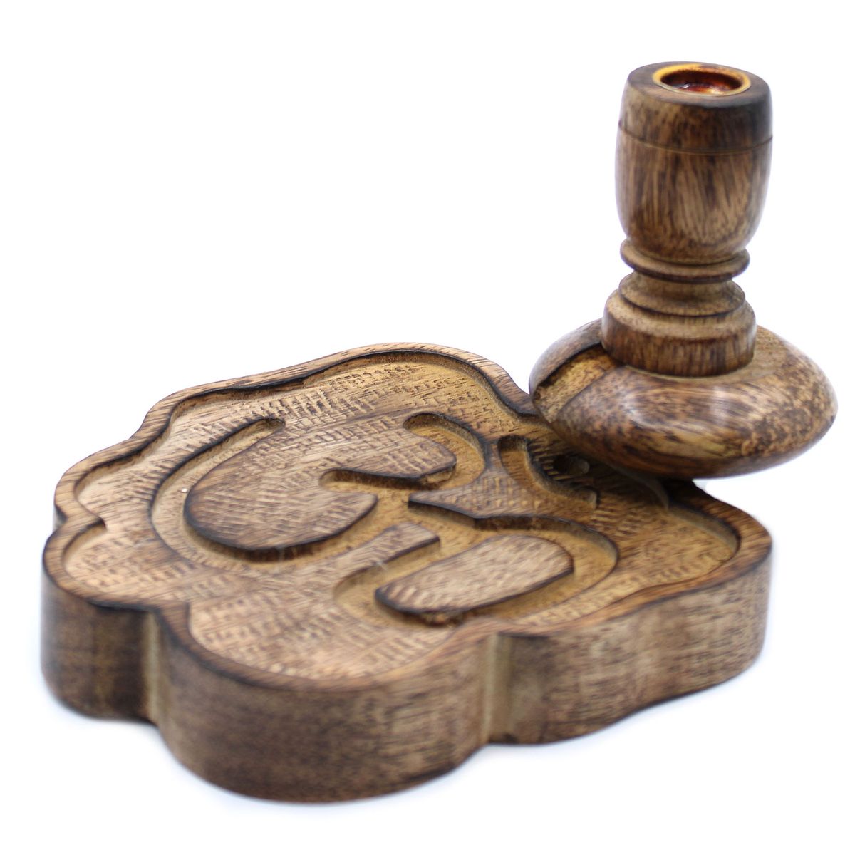 Mango Wood Backflow Incense Burner – Om, Small