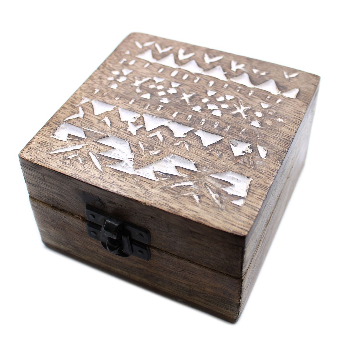 Whitewashed Wooden Box – Slavic Design, 4x4