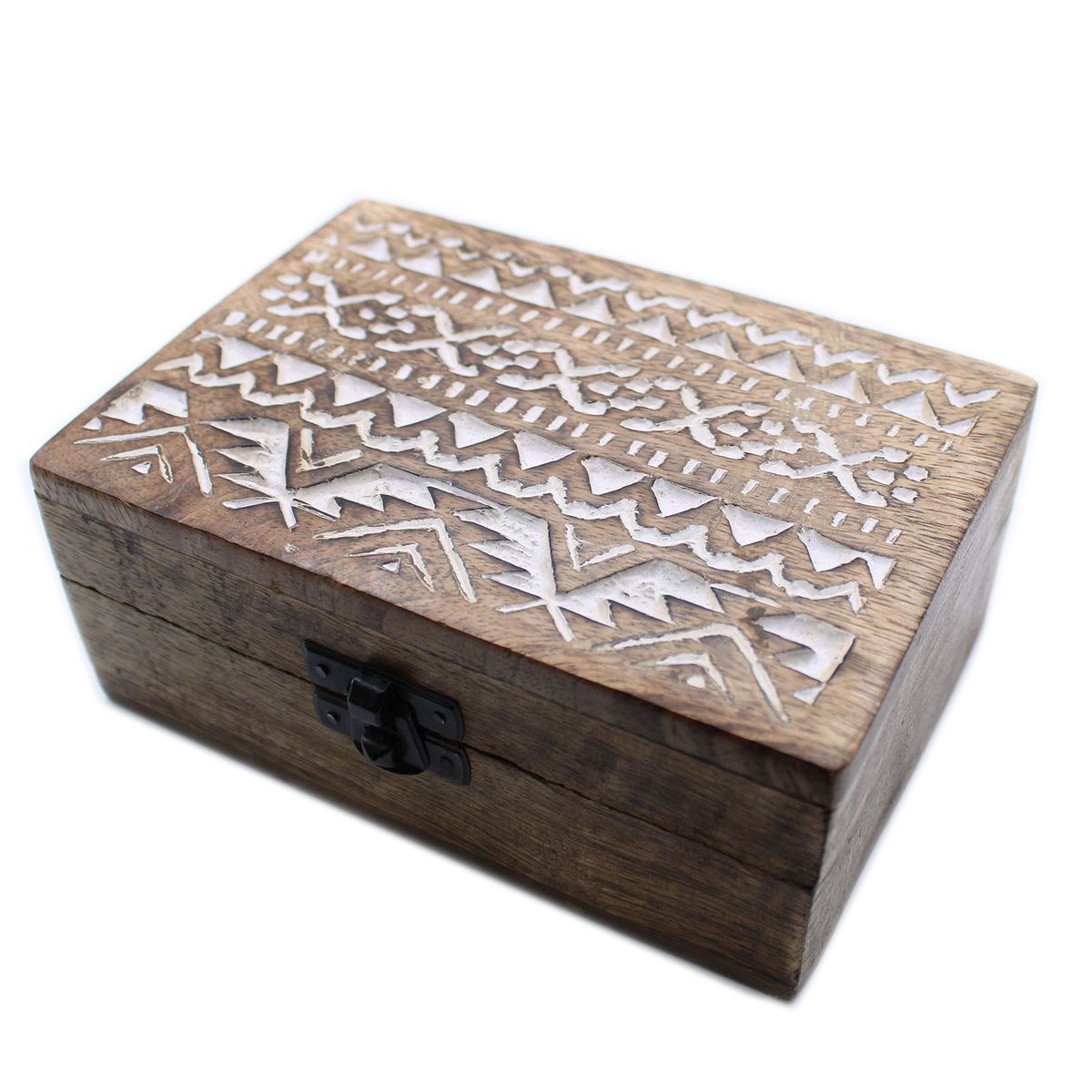 Whitewashed Wooden Box – Slavic Design, 6x4