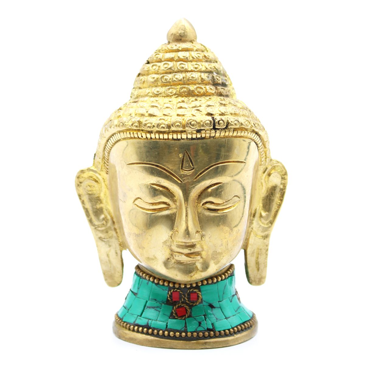 Brass Buddha Head Figure – Large, 11.5cm