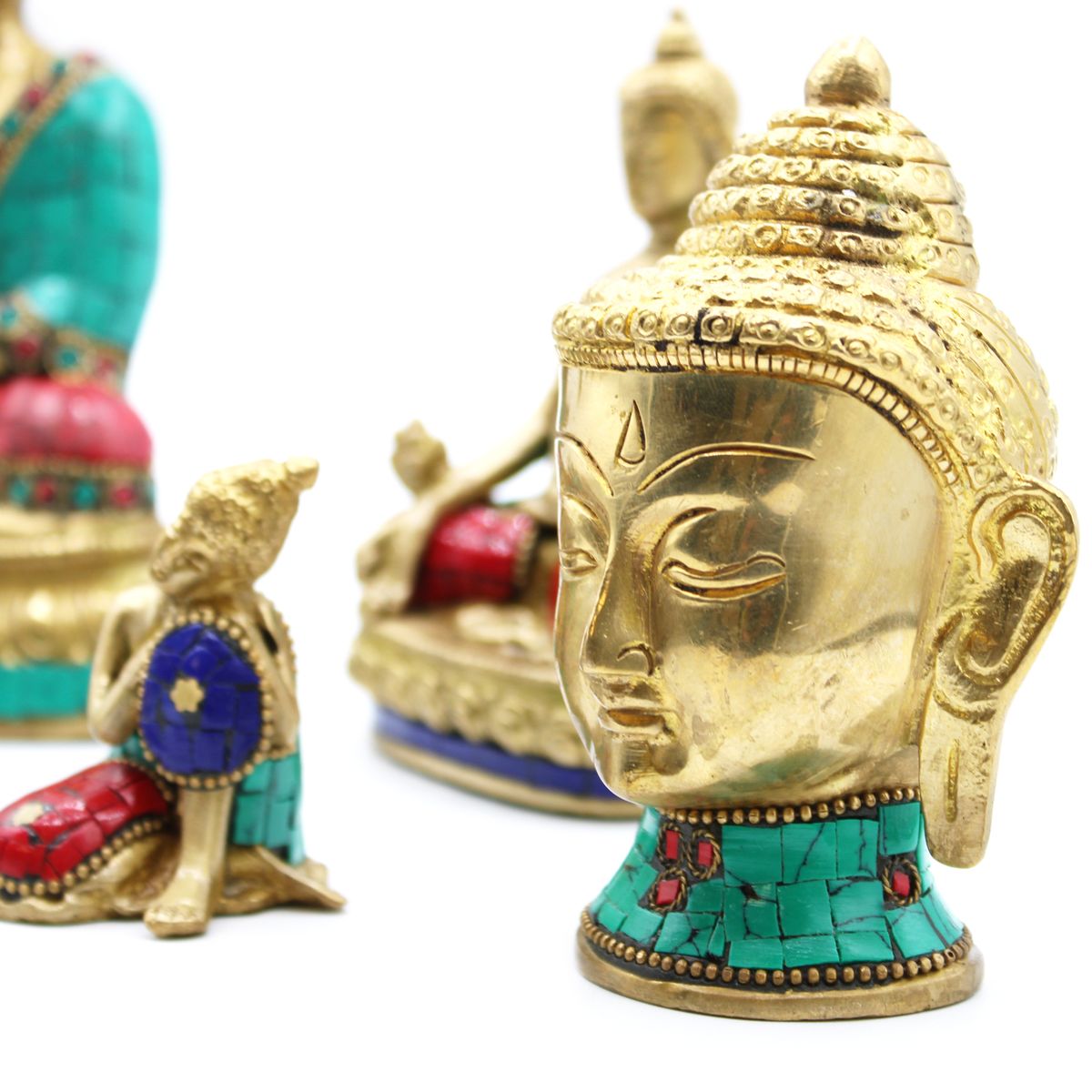 Brass Buddha Head Figure – Medium, 8cm