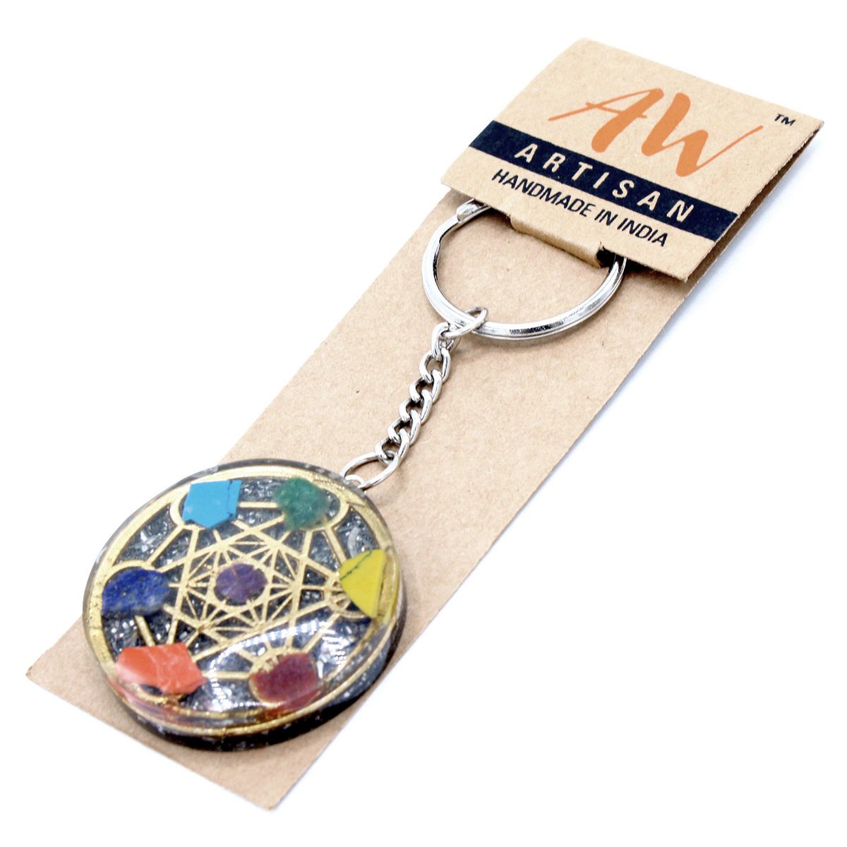 Orgonite Keyring – Round Seven Chakra