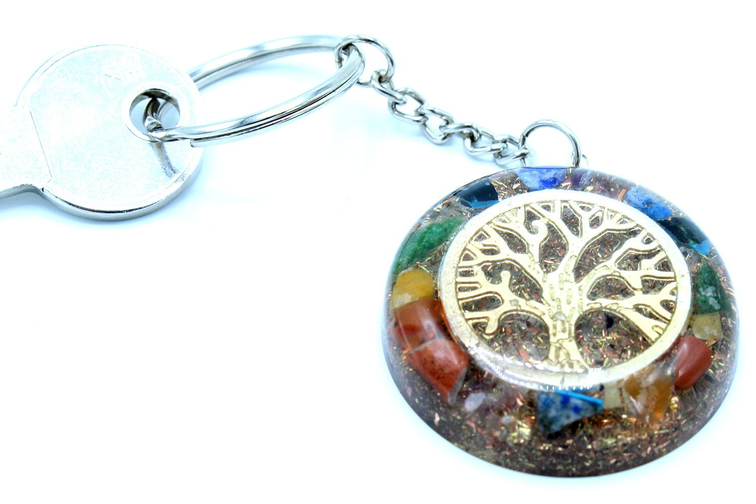 Orgonite Keyring – Gemstone Chakra Tree of Life