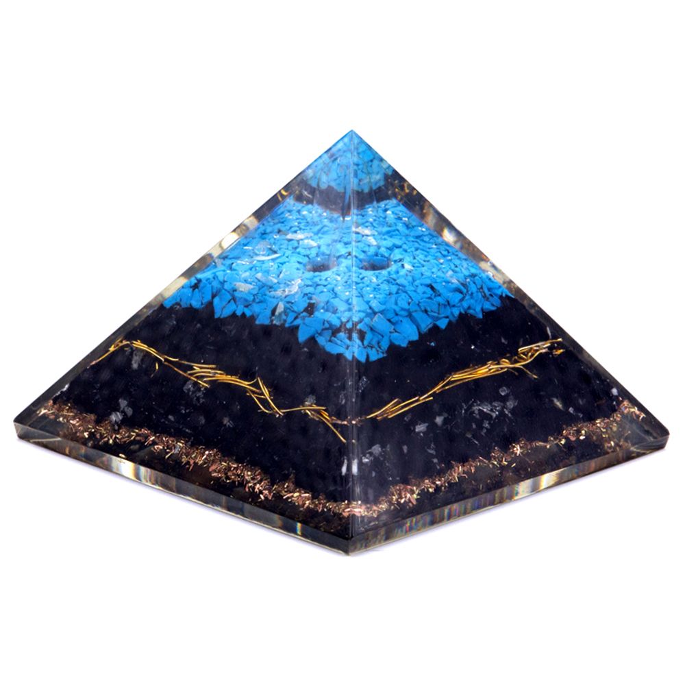 Orgonite Pyramid – Turquoise and Black Tourmaline, 70mm