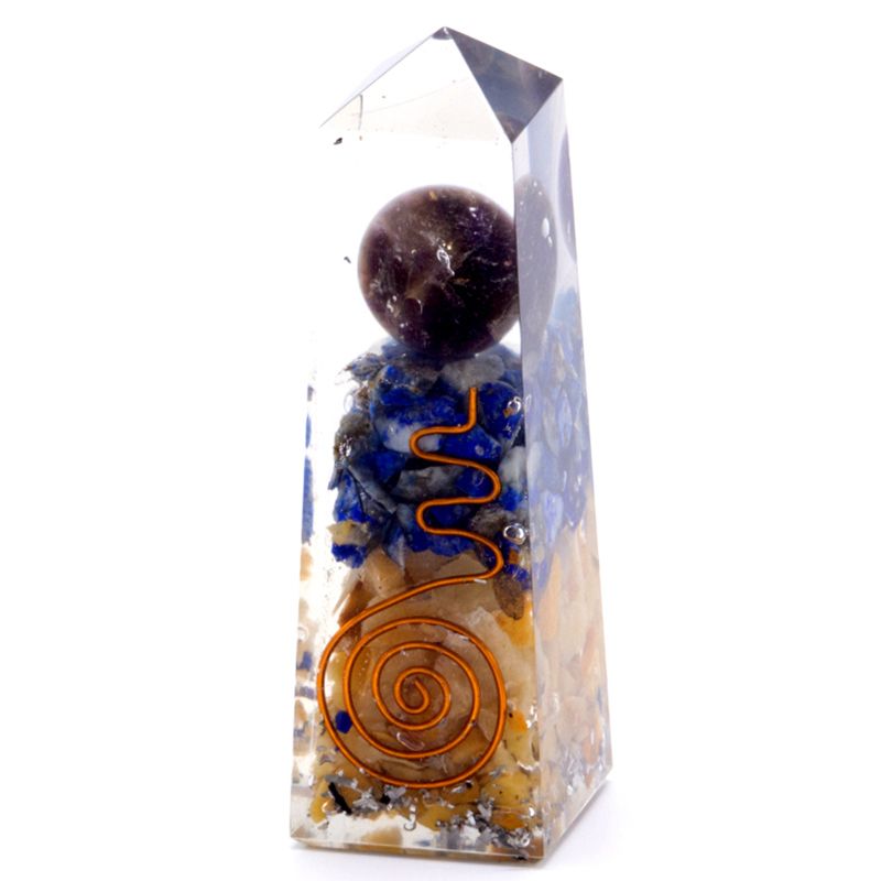 Orgonite Obelisk – Copper, Lapis and Yellow Aventurine, 90x25mm