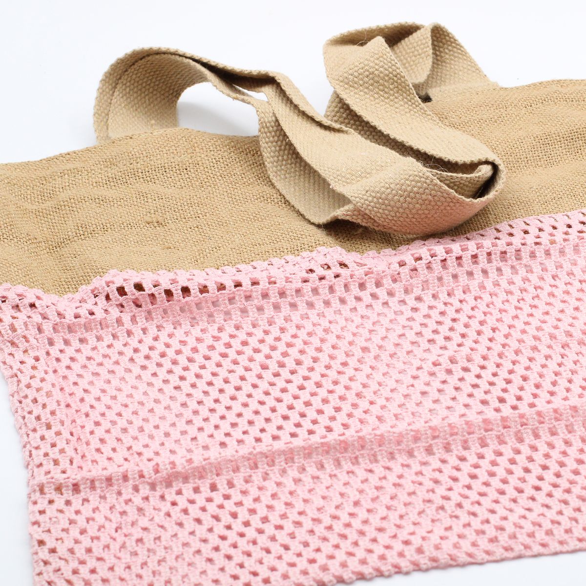Soft Jute & Cotton Mesh Bag – Rose