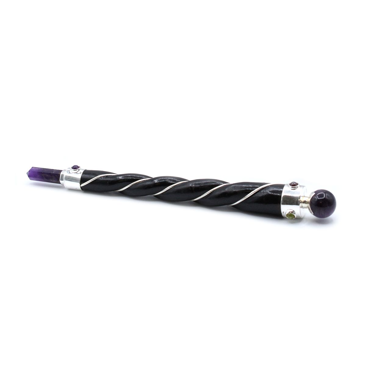 Twisted Silver Wand – Amethyst Sphere