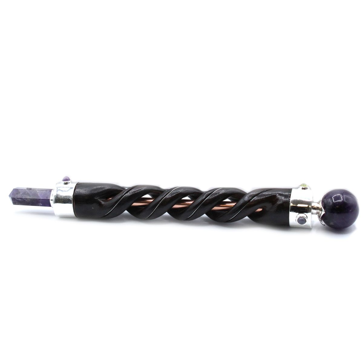 Spiral Carved Copper Pipe Wand – Amethyst
