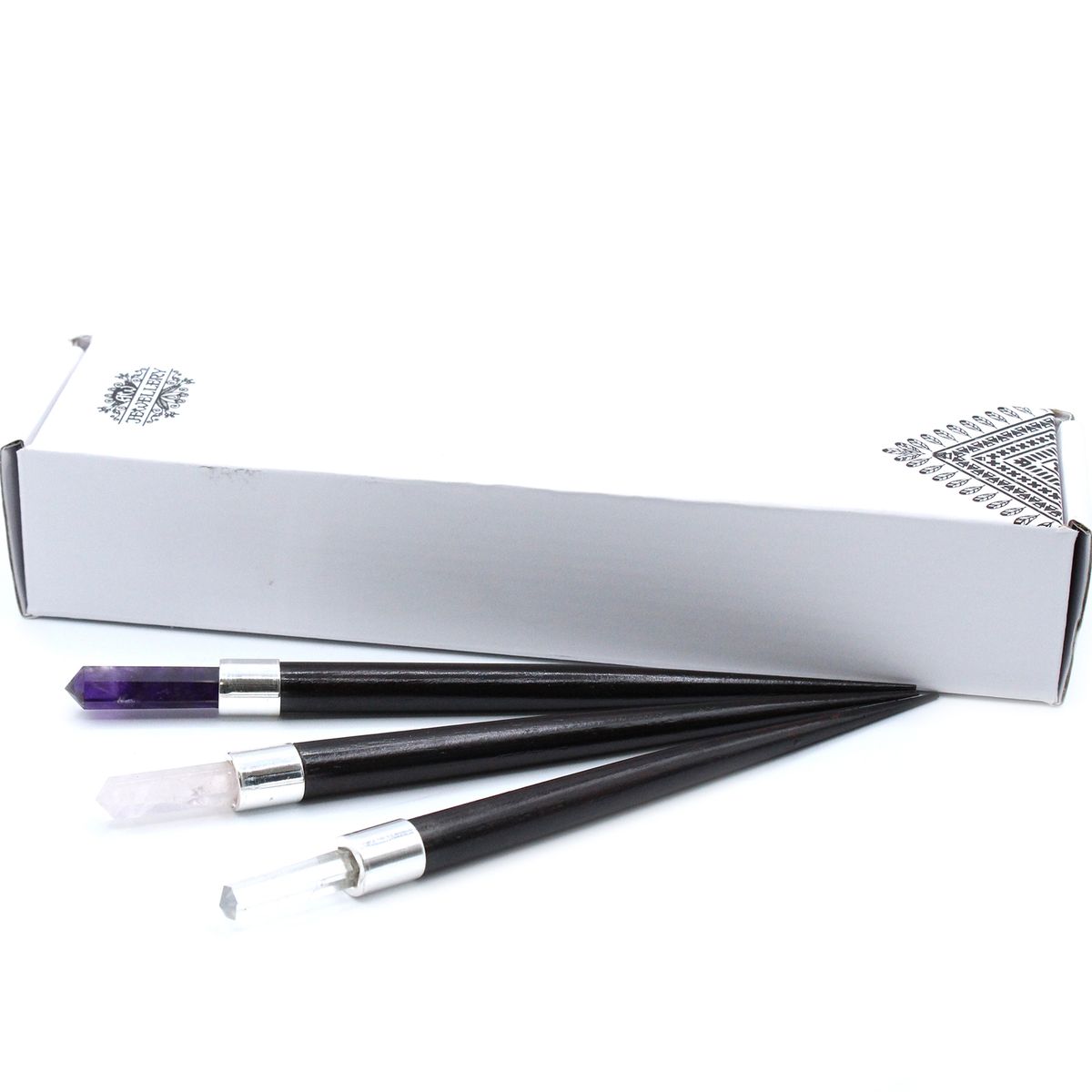 Simple Pointed Wand – Rose Quartz, Rock Quartz and Amethyst