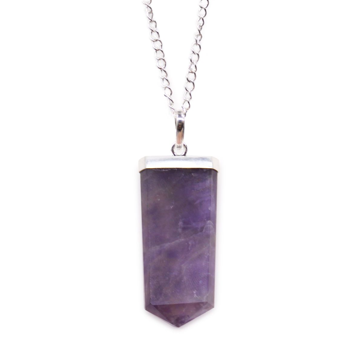Gemstone Flat Pencil Pendant – Amethyst