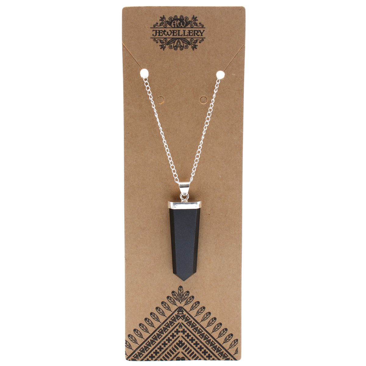 Gemstone Flat Pencil Pendant – Black Agate