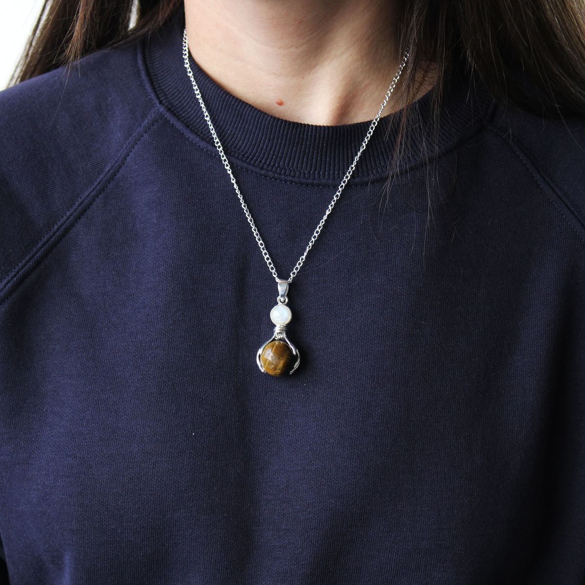 Gemstone Hands Pendant – Tiger Eye