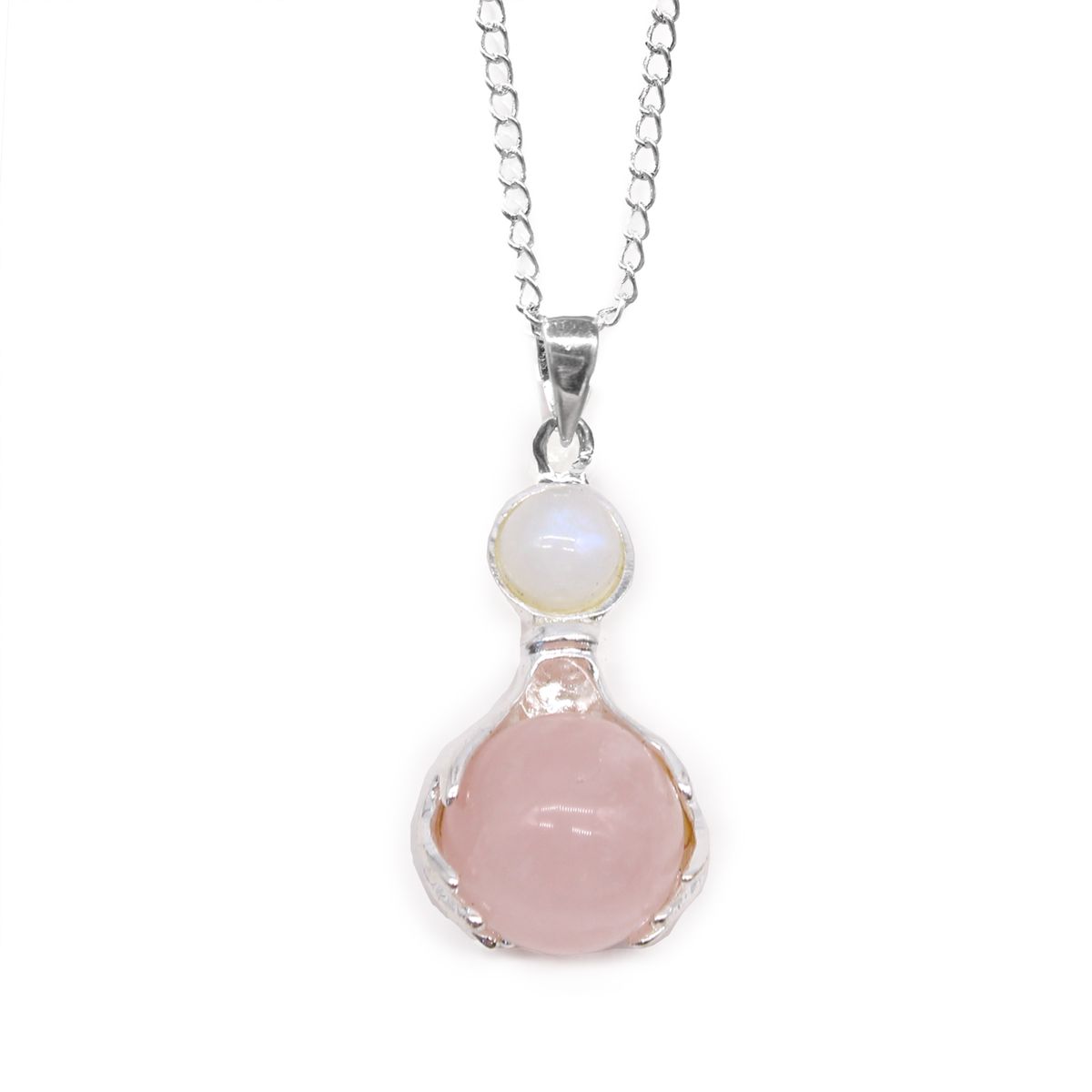 Gemstone Hands Pendant – Rose Quartz